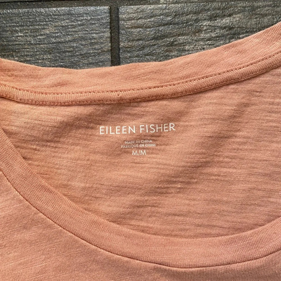 EILEEN FISHER Peach Organic Cotton Blend Basic Tee Size Medium - Picture 3 of 11